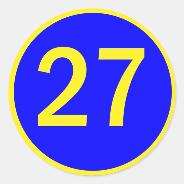 Zahl 27 in einem Kreis Runder Aufkleber (Vorderseite)