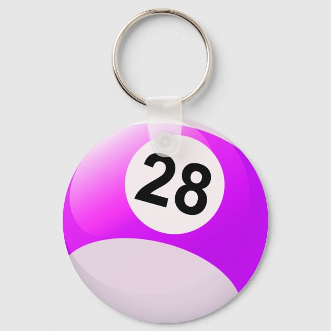 Zahl 28 Billard Ball Schlüsselanhänger (Vorderseite)