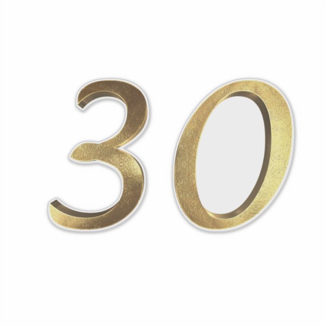 Zahl 30 Imitate Gold 30 Jahre Aufkleber (Vorderseite)