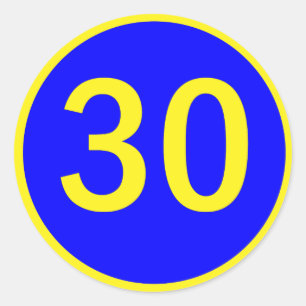 Zahl 30 in einem Kreis Runder Aufkleber
