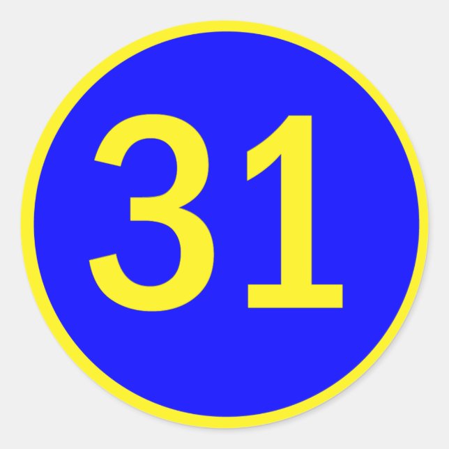 Zahl 31 in einem Kreis Runder Aufkleber (Vorderseite)