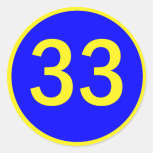 Zahl 33 in einem Kreis Runder Aufkleber