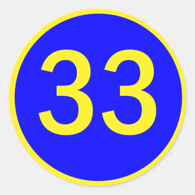 Zahl 33 in einem Kreis Runder Aufkleber (Vorderseite)