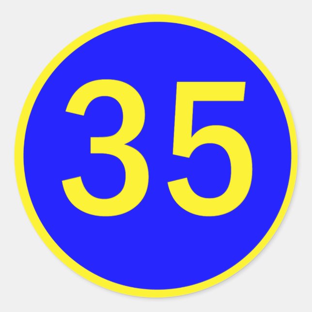 Zahl 35 in einem Kreis Runder Aufkleber (Vorderseite)