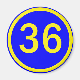 Zahl 36 in einem Kreis Magnet