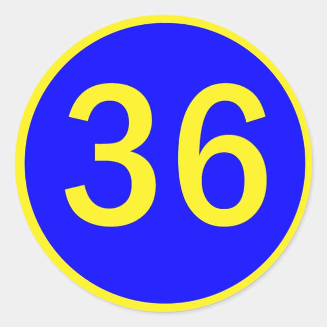 Zahl 36 in einem Kreis Runder Aufkleber (Vorderseite)