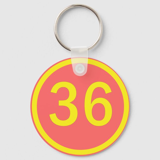 Zahl 36 in einem Kreis Schlüsselanhänger (Vorderseite)