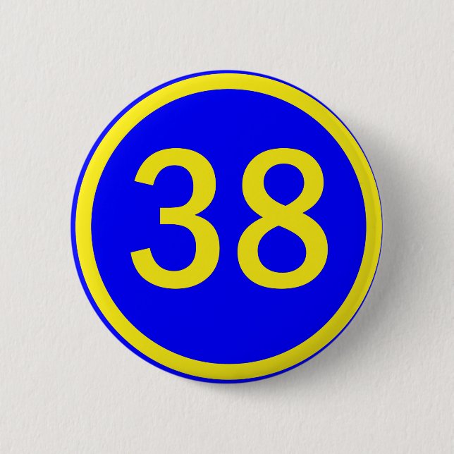 Zahl 38 in einem Kreis Button (Vorderseite)