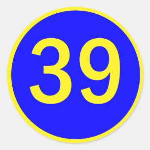 Zahl 39 in einem Kreis Runder Aufkleber