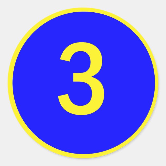 Zahl 3 in einem Kreis Runder Aufkleber (Vorderseite)