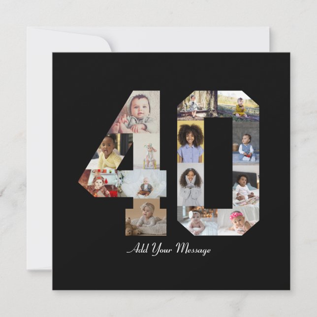 Zahl 40 FotoCollage Feiertagskarte (Vorderseite)