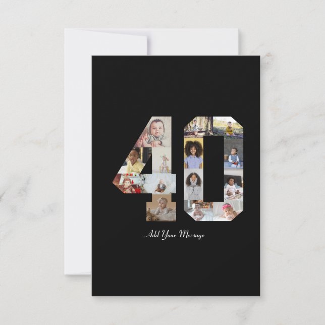 Zahl 40 FotoCollage Karte (Vorderseite)