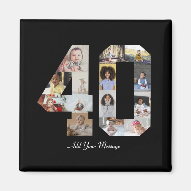 Zahl 40 FotoCollage Magnet (Vorne)