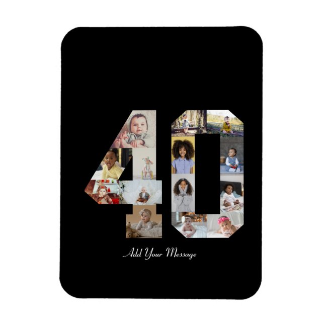 Zahl 40 FotoCollage Magnet (Vertikal)