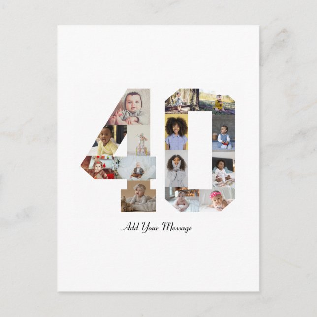 Zahl 40 FotoCollage Postkarte (Vorderseite)