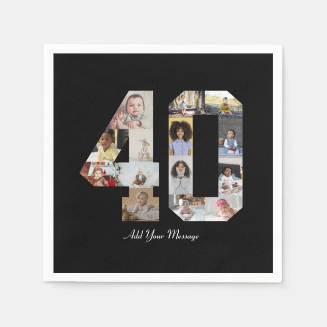 Zahl 40 FotoCollage Serviette (Vorderseite)