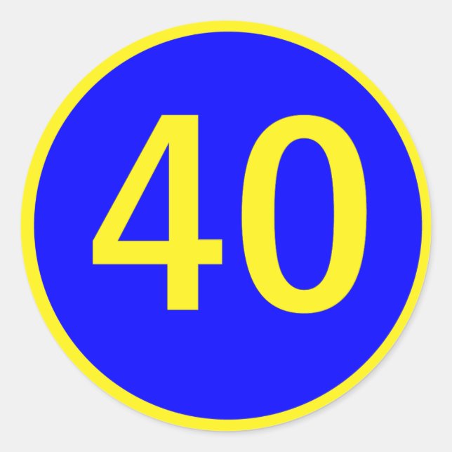 Zahl 40 in einem Kreis Runder Aufkleber (Vorderseite)