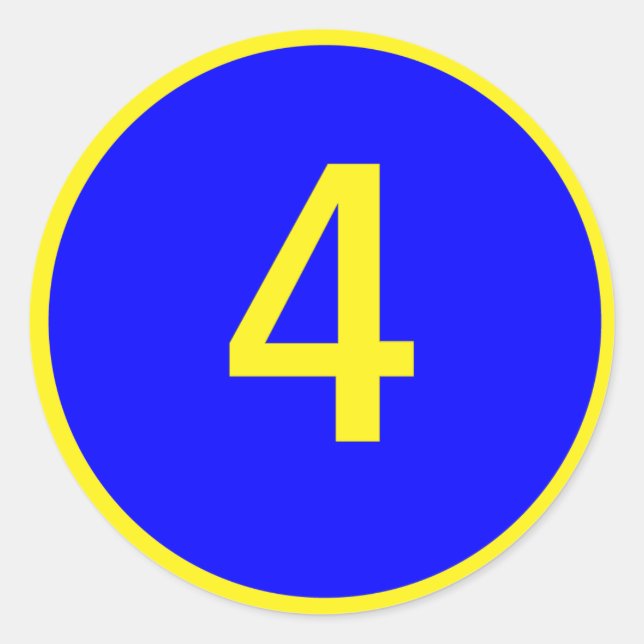 Zahl 4 in einem Kreis Runder Aufkleber (Vorderseite)