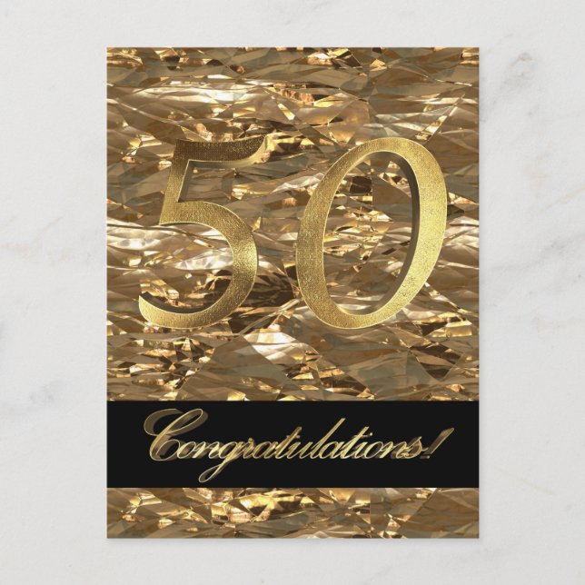 Zahl 50 50 Jubiläum Gold Typografie Postkarte (Vorderseite)