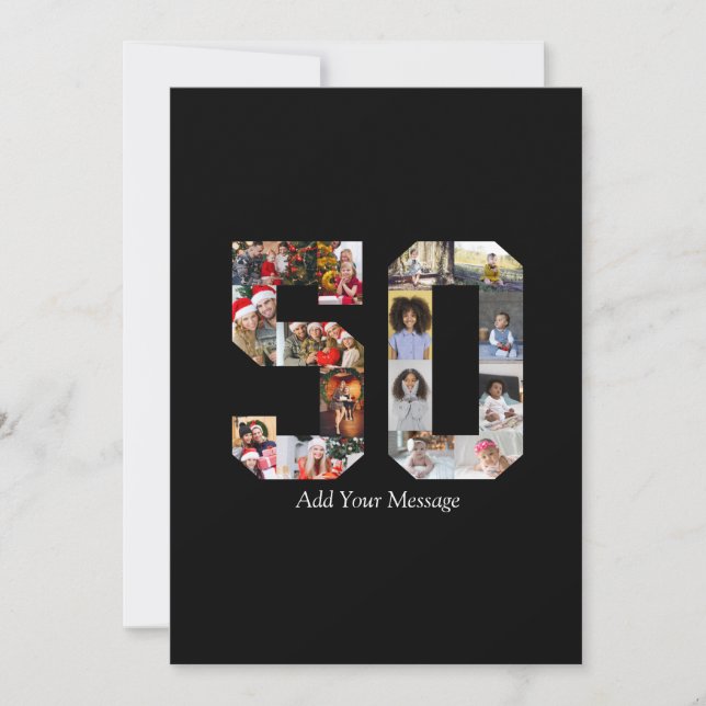 Zahl 50 FotoCollage Dankeskarte (Vorderseite)