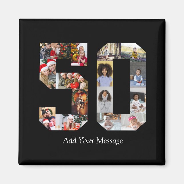 Zahl 50 FotoCollage Magnet (Vorne)