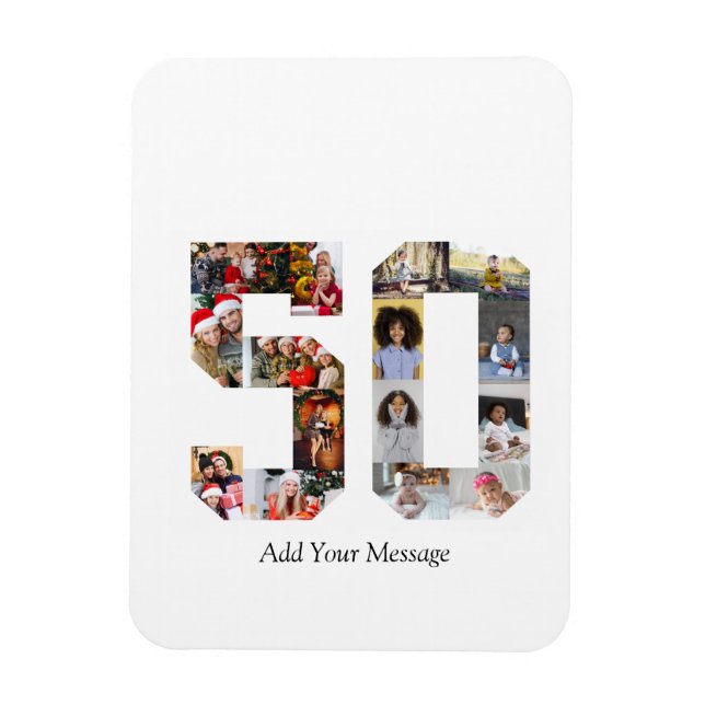 Zahl 50 FotoCollage Magnet (Vertikal)