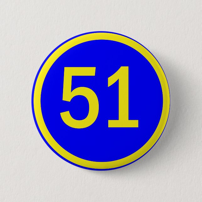 Zahl, 51, in einem Kreis Button (Vorderseite)