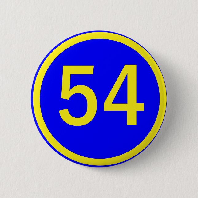 Zahl, 54, in einem Kreis Button (Vorderseite)