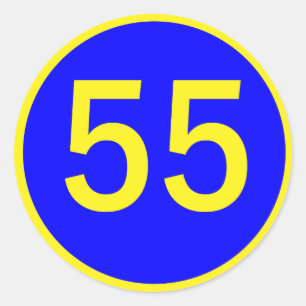 Zahl 55 in einem Kreis Runder Aufkleber