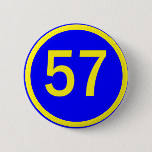 Zahl, 57, in einem Kreis Button