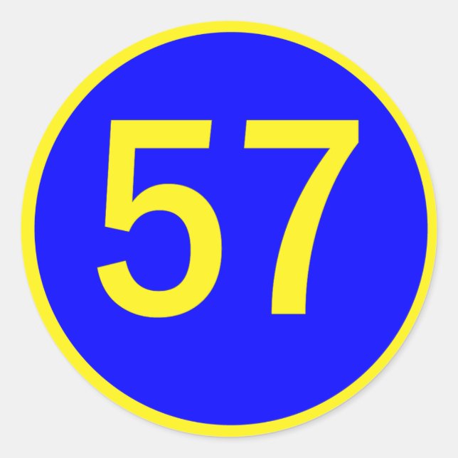 Zahl 57 in einem Kreis Runder Aufkleber (Vorderseite)