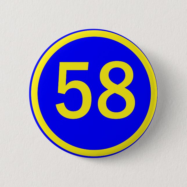 Zahl, 58, in einem Kreis Button (Vorderseite)