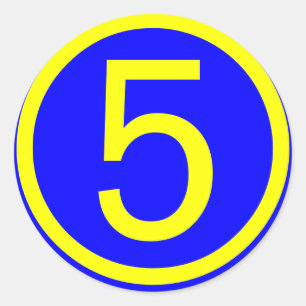 Zahl 5 im Kreis, blauer Hintergrund Runder Aufkleber