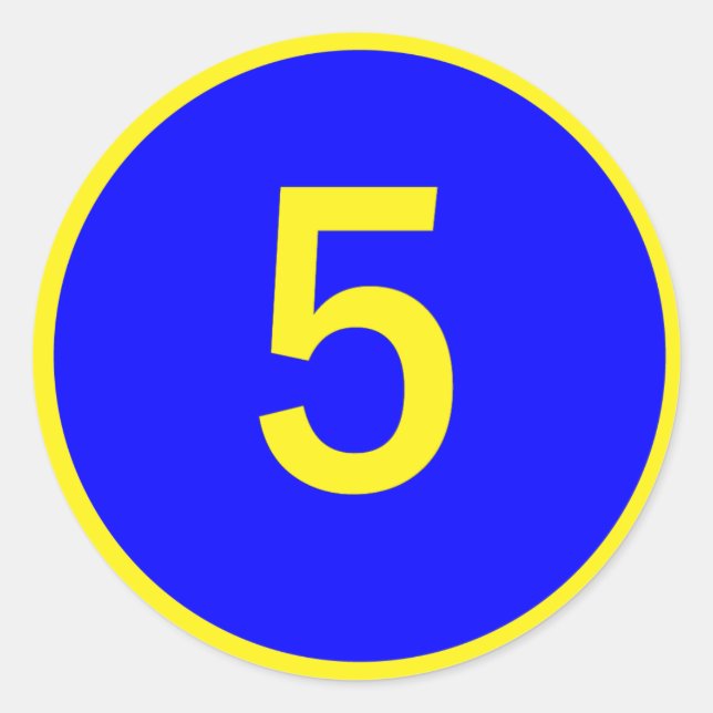 Zahl 5 im Kreis Runder Aufkleber (Vorderseite)