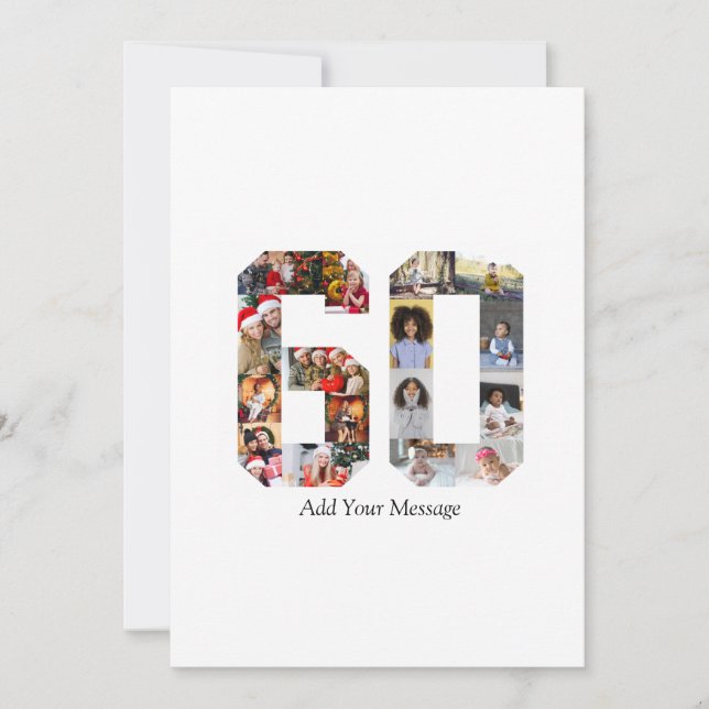 Zahl 60 FotoCollage Feiertagskarte (Vorderseite)