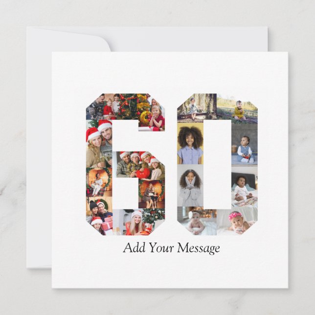 Zahl 60 FotoCollage Karte (Vorderseite)