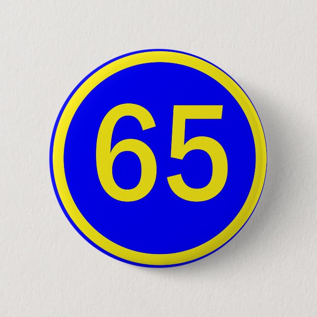 Zahl, 65, in einem Kreis Button (Vorderseite)