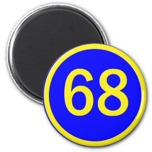 Zahl, 68, in einem Kreis Magnet