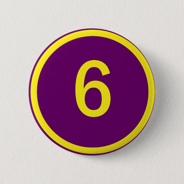 Zahl 6 in einem Kreis Button (Vorderseite)