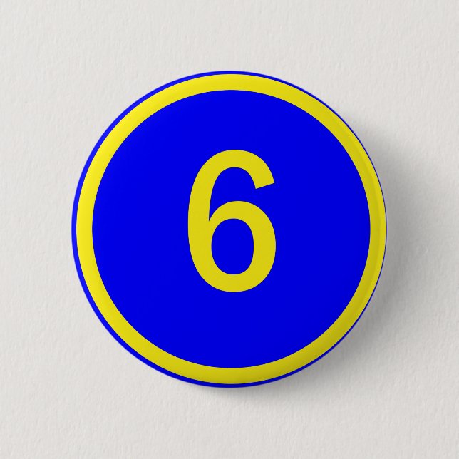 Zahl 6 in einem Kreis Button (Vorderseite)