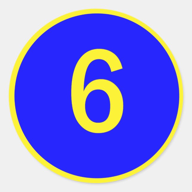 Zahl 6 in einem Kreis Runder Aufkleber (Vorderseite)