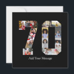 Zahl 70 FotoCollage Karte<br><div class="desc">Bei diesem individuell anpassbaren Produkt werden Fotos so angeordnet, dass sie die Form einer Zahl bilden. Es wird oft für Meilensteine wie Geburtstage, Jahrestage oder Erfolge verwendet, um den Anwendern die Möglichkeit zu geben, unvergessliche Bilder in einem Single zu präsentieren. Die Designs bieten in der Regel Platz für verschiedene Foto-Größen...</div>