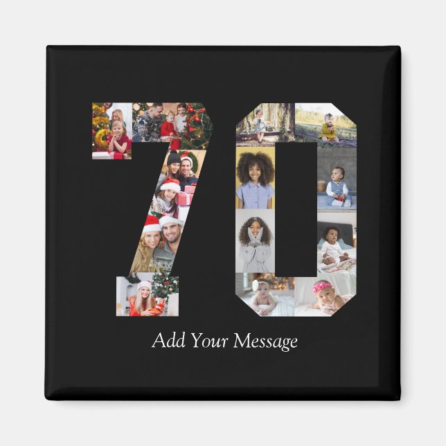 Zahl 70 FotoCollage Magnet (Vorne)