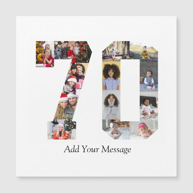 Zahl 70 FotoCollage Magnetkarte (Vorderseite)