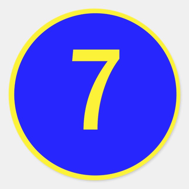 Zahl 7 in einem Kreis Runder Aufkleber (Vorderseite)