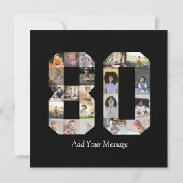 Zahl 80 FotoCollage Dankeskarte