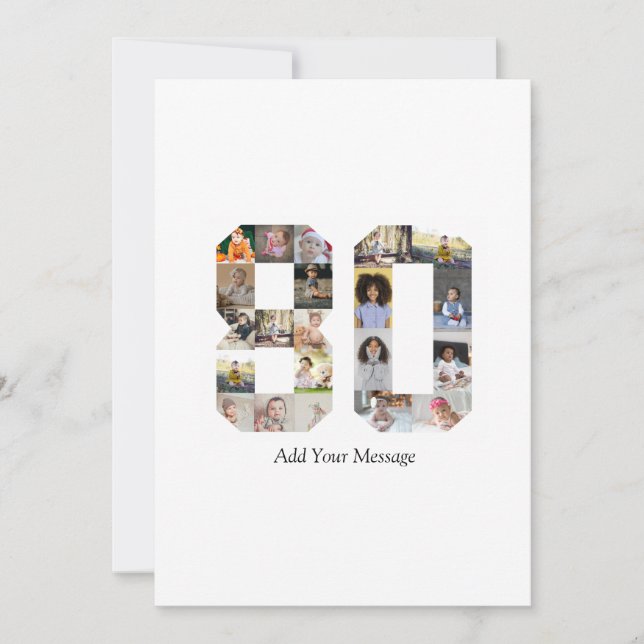 Zahl 80 FotoCollage Feiertagskarte (Vorderseite)