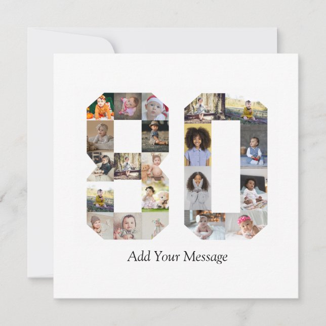 Zahl 80 FotoCollage Feiertagskarte (Vorderseite)