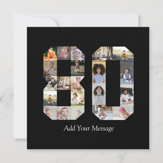 Zahl 80 FotoCollage Feiertagskarte (Vorderseite)