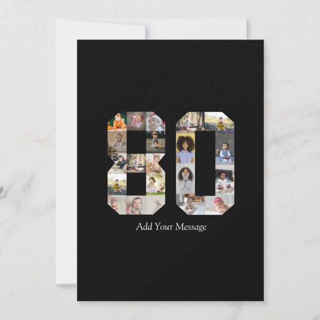 Zahl 80 FotoCollage Karte (Vorderseite)